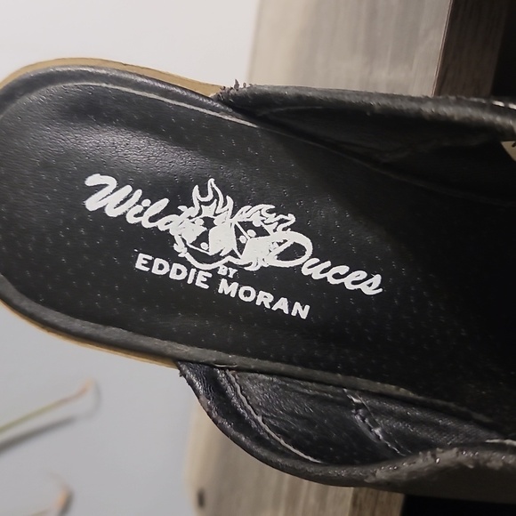 Eddie Moran Wild Duces Slip On Black Mules - Picture 5 of 8
